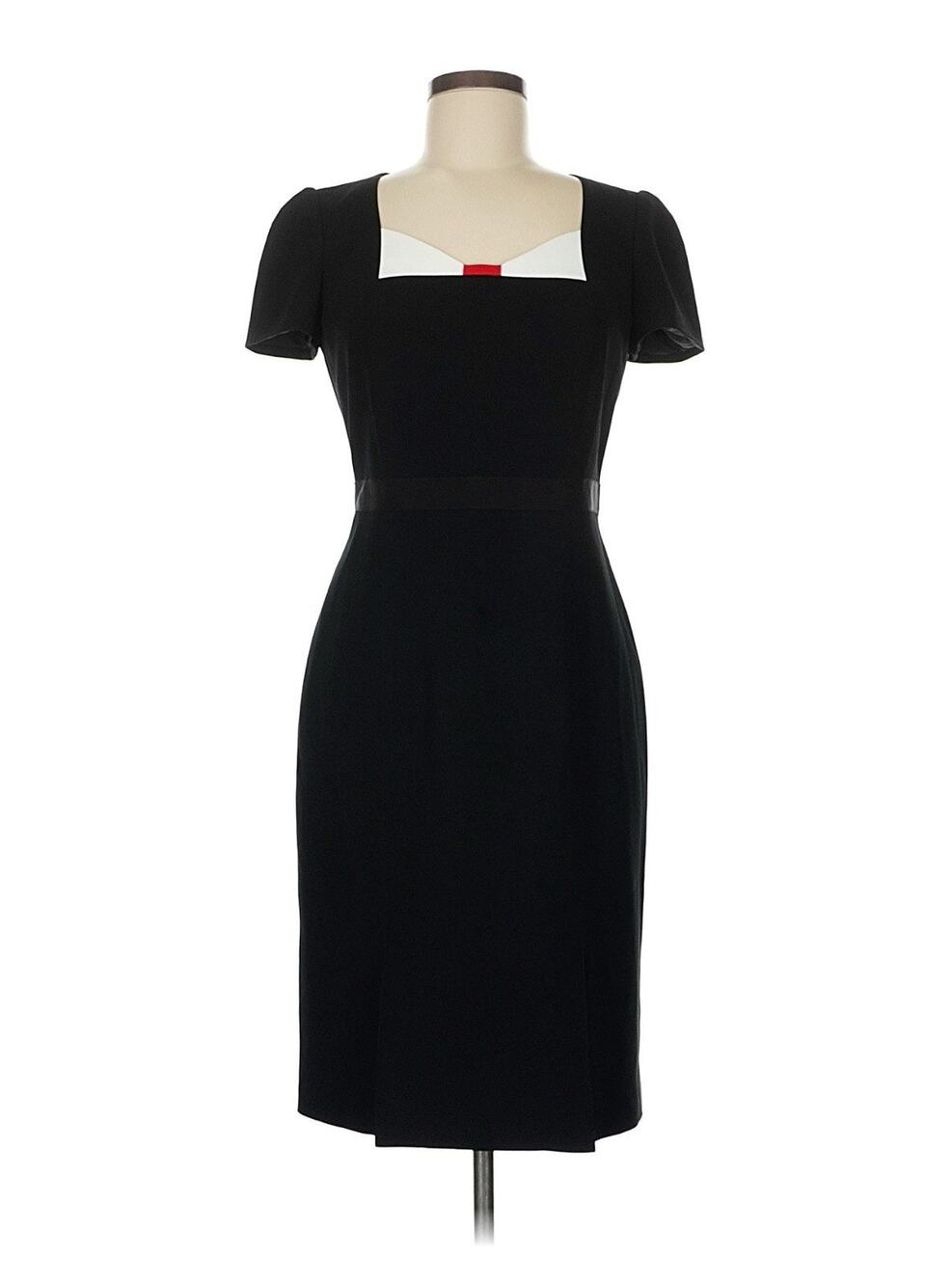Paule Ka Paris Black Bow Tie Black Shift Dress 38 US 6